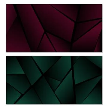Abstract polygonal pattern. Set of two dark gradient polygonal backgrounds. B 库存插图