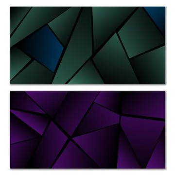 Abstract polygonal pattern. Set of two dark gradient polygonal backgrounds. B イラスト素材