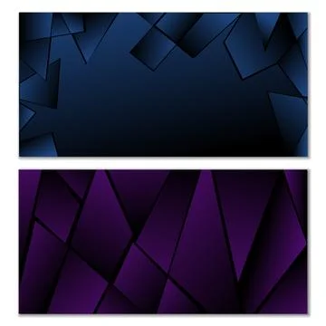 Abstract polygonal pattern. Set of two dark gradient polygonal backgrounds. B 스톡 일러스트