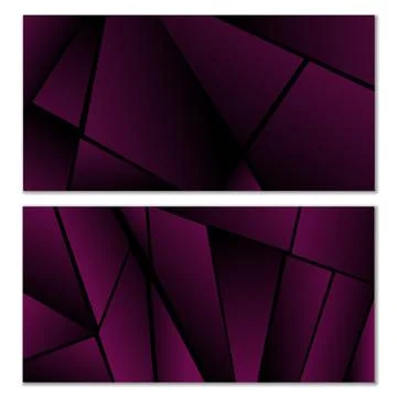 Abstract polygonal pattern. Set of two dark gradient polygonal backgrounds. B Stock Illustration