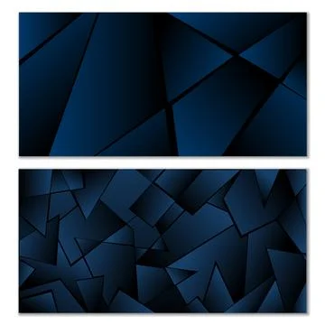 Abstract polygonal pattern. Set of two dark gradient polygonal backgrounds. B Stock Illustration