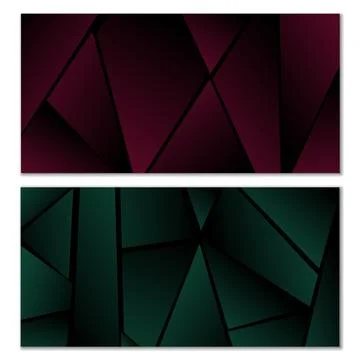 Abstract polygonal pattern. Set of two dark gradient polygonal backgrounds. B Stock Illustration