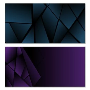 Abstract polygonal pattern. Set of two dark gradient polygonal backgrounds. B 스톡 일러스트