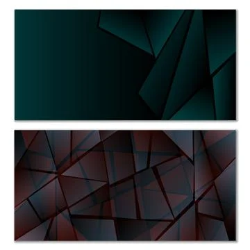 Abstract polygonal pattern. Set of two dark gradient polygonal backgrounds. B 库存插图