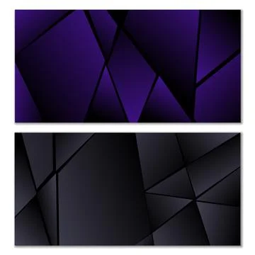 Abstract polygonal pattern. Set of two dark gradient polygonal backgrounds. B Stock Illustration