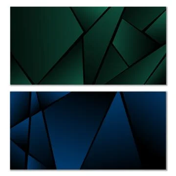 Abstract polygonal pattern. Set of two dark gradient polygonal backgrounds. B 스톡 일러스트