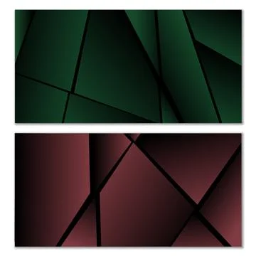 Abstract polygonal pattern. Set of two dark gradient polygonal backgrounds. B Illustrazione stock