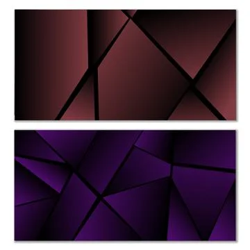 Abstract polygonal pattern. Set of two dark gradient polygonal backgrounds. B Stock Illustration