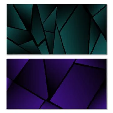Abstract polygonal pattern. Set of two dark gradient polygonal backgrounds. B 스톡 일러스트
