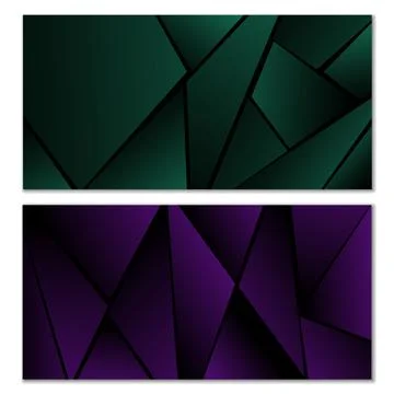 Abstract polygonal pattern. Set of two dark gradient polygonal backgrounds. B Illustrazione stock