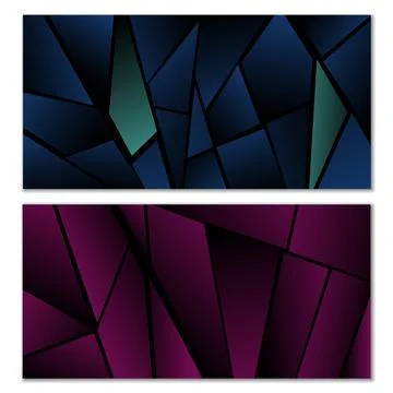 Abstract polygonal pattern. Set of two dark gradient polygonal backgrounds. B Stock Illustration
