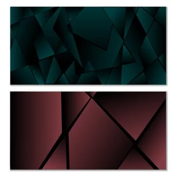 Abstract polygonal pattern. Set of two dark gradient polygonal backgrounds. B 스톡 일러스트