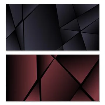 Abstract polygonal pattern. Set of two dark gradient polygonal backgrounds. B Stock Illustration