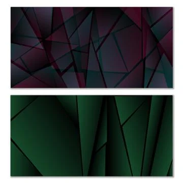 Abstract polygonal pattern. Set of two dark gradient polygonal backgrounds. B Stock Illustration