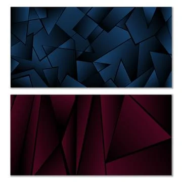 Abstract polygonal pattern. Set of two dark gradient polygonal backgrounds. B Stock Illustration