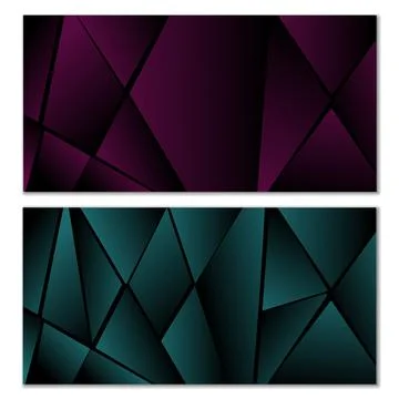 Abstract polygonal pattern. Set of two dark gradient polygonal backgrounds. B Stock Illustration