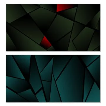 Abstract polygonal pattern. Set of two dark gradient polygonal backgrounds. B 스톡 일러스트