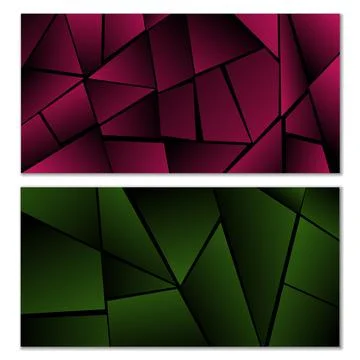 Abstract polygonal pattern. Set of two dark gradient polygonal backgrounds. B イラスト素材