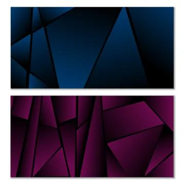 Abstract polygonal pattern. Set of two dark gradient polygonal backgrounds. B Stock Illustration
