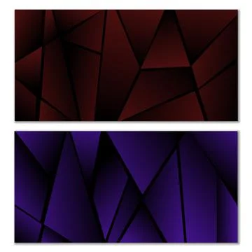 Abstract polygonal pattern. Set of two dark gradient polygonal backgrounds. B 스톡 일러스트