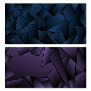 Abstract polygonal pattern. Set of two dark gradient polygonal backgrounds. B 스톡 일러스트
