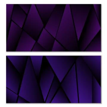 Abstract polygonal pattern. Set of two dark gradient polygonal backgrounds. B Stock Illustration