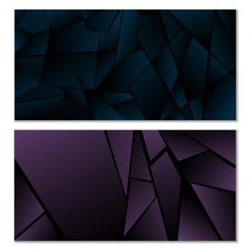 Abstract polygonal pattern. Set of two dark gradient polygonal backgrounds. B Stock Illustration