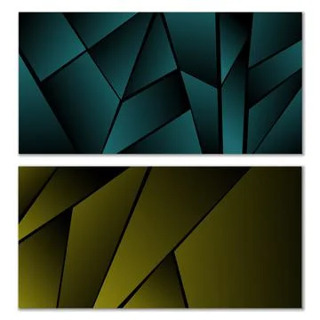 Abstract polygonal pattern. Set of two dark gradient polygonal backgrounds. B Illustrazione stock