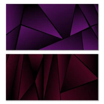 Abstract polygonal pattern. Set of two dark gradient polygonal backgrounds. B Stock Illustration