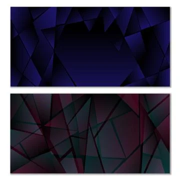 Abstract polygonal pattern. Set of two dark gradient polygonal backgrounds. B 스톡 일러스트