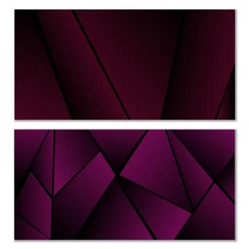 Abstract polygonal pattern. Set of two dark gradient polygonal backgrounds. B 库存插图