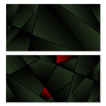 Abstract polygonal pattern. Set of two dark gradient polygonal backgrounds. B Stock Illustration