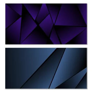 Abstract polygonal pattern. Set of two dark gradient polygonal backgrounds. B Stock Illustration