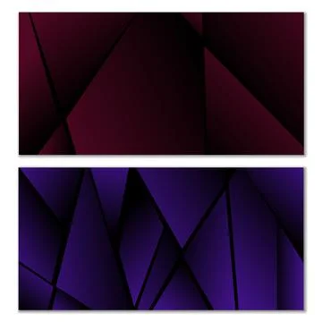 Abstract polygonal pattern. Set of two dark gradient polygonal backgrounds. B 스톡 일러스트
