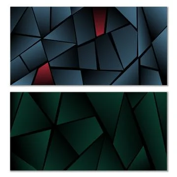 Abstract polygonal pattern. Set of two dark gradient polygonal backgrounds. B Stock Illustration