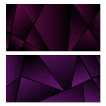 Abstract polygonal pattern. Set of two dark gradient polygonal backgrounds. B 스톡 일러스트