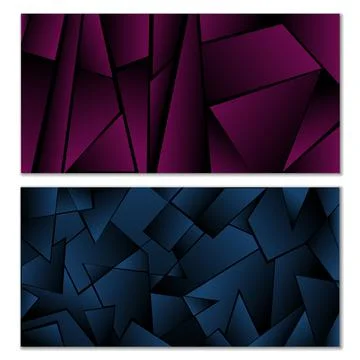 Abstract polygonal pattern. Set of two dark gradient polygonal backgrounds. B Stock Illustration