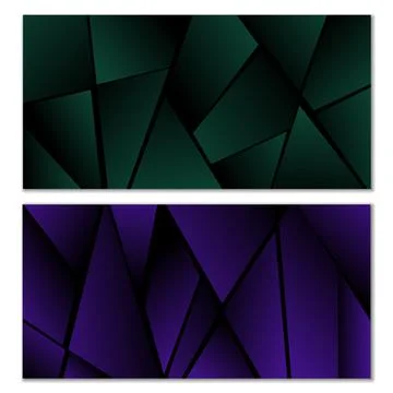 Abstract polygonal pattern. Set of two dark gradient polygonal backgrounds. B Stock Illustration