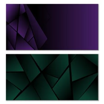 Abstract polygonal pattern. Set of two dark gradient polygonal backgrounds. B Illustrazione stock
