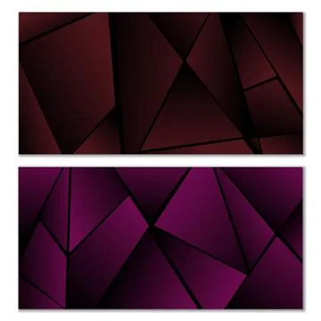 Abstract polygonal pattern. Set of two dark gradient polygonal backgrounds. B 스톡 일러스트