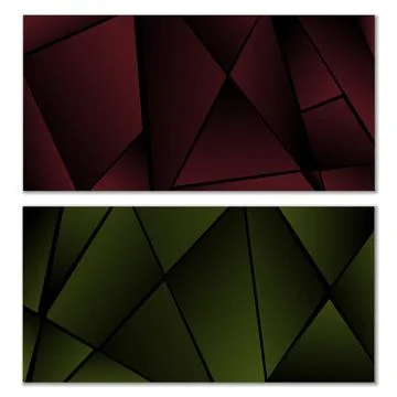 Abstract polygonal pattern. Set of two dark gradient polygonal backgrounds. B 스톡 일러스트