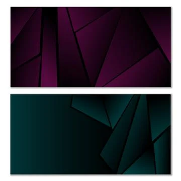 Abstract polygonal pattern. Set of two dark gradient polygonal backgrounds. B 스톡 일러스트