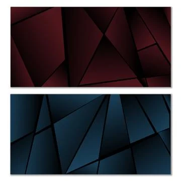 Abstract polygonal pattern. Set of two dark gradient polygonal backgrounds. B イラスト素材