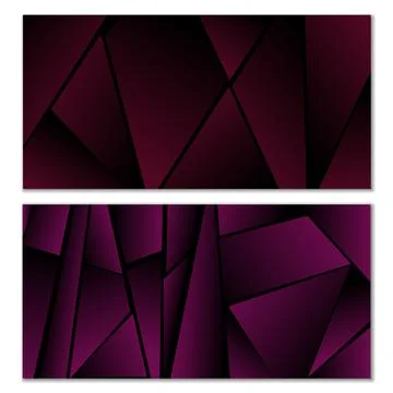 Abstract polygonal pattern. Set of two dark gradient polygonal backgrounds. B Stock Illustration