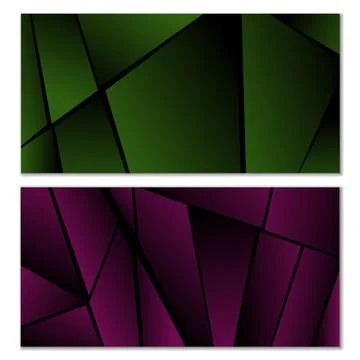 Abstract polygonal pattern. Set of two dark gradient polygonal backgrounds. B Stock Illustration