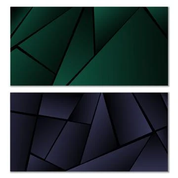 Abstract polygonal pattern. Set of two dark gradient polygonal backgrounds. B 스톡 일러스트