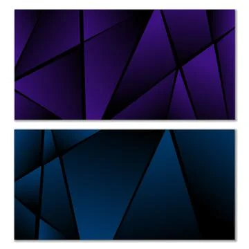 Abstract polygonal pattern. Set of two dark gradient polygonal backgrounds. B Stock Illustration