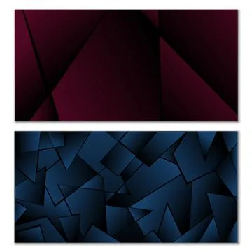 Abstract polygonal pattern. Set of two dark gradient polygonal backgrounds. B Stock Illustration