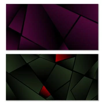 Abstract polygonal pattern. Set of two dark gradient polygonal backgrounds. B Illustrazione stock