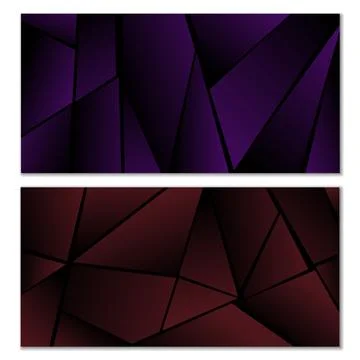 Abstract polygonal pattern. Set of two dark gradient polygonal backgrounds. B 스톡 일러스트